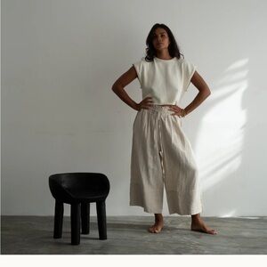Avy & Co Atilla Natural Linen Cascade Pants